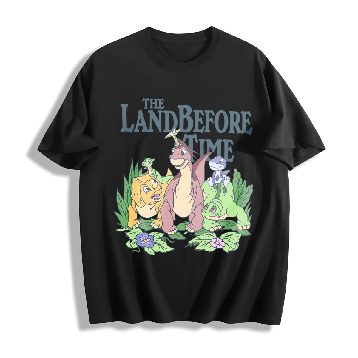 The Land Before Time Pastel Dinosaur Friends Cotton T-Shirt in Black