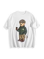 Y2K St Patricks Day Bear Cotton T-Shirt in White