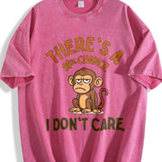 There's a 99 Percent Chance I Don't Care Monkey Vintage Washed T-Shirt in Red