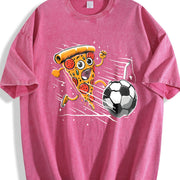 Pizza Playing Soccer Vintage Washed T-Shirt in Red