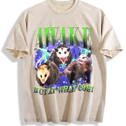 Awake but at What Cost Vintage Washed T-Shirt in Beige