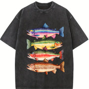 River Fish Species Vintage Washed T-Shirt in Black
