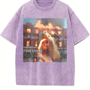 Glam Doll Outside a Burning House Vintage Washed T-Shirt in Purple