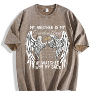 My Brother Is My Guardian Angel Vintage Washed T-Shirt in Brown