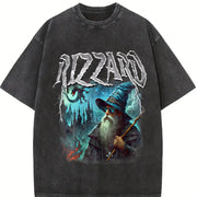 Rizzard Fantasy Wizard Vintage Washed T-Shirt in Black