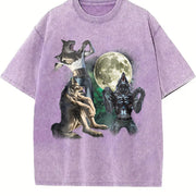 Alpha Wolf 90s Retro Meme Vintage Washed T-Shirt in Purple