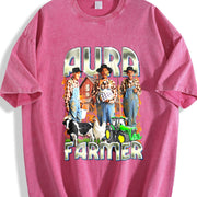Aura Farmer Meme 90s Bootleg Aura Farming Parody Vintage Washed T-Shirt in Red