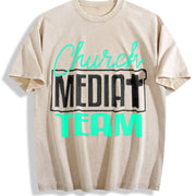 Church Media Team Vintage Washed T-Shirt in Beige