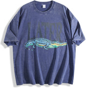 Later Gator T 90s Style 4th Of July vintage washed oversized T-shirt in Blue