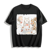 Animals Playing Poker Cotton T-Shirt in Black