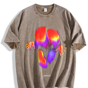 Midnight Thermal Face Art Tank Vintage Washed T-Shirt in Brown