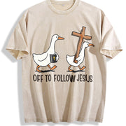 Christianity Silly Goose Vintage Washed T-Shirt in Beige