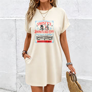 New Long Dress Slim Black Home Dress Cotton T-Shirt in White