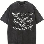 Butterfly 90s Retro Gardening Vintage Washed T-Shirt in Black