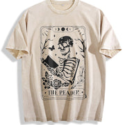 The Reader Tarot Card Vintage Washed T-Shirt in Beige