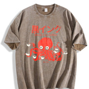 Fashionable Letter Vintage Washed T-Shirt in Brown