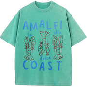 Amalfi Coast Lobster vintage washed oversized T-shirt in Blue