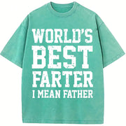 World Best Farter I Mean Father Classic for Versatile vintage washed oversized T-shirt in Blue