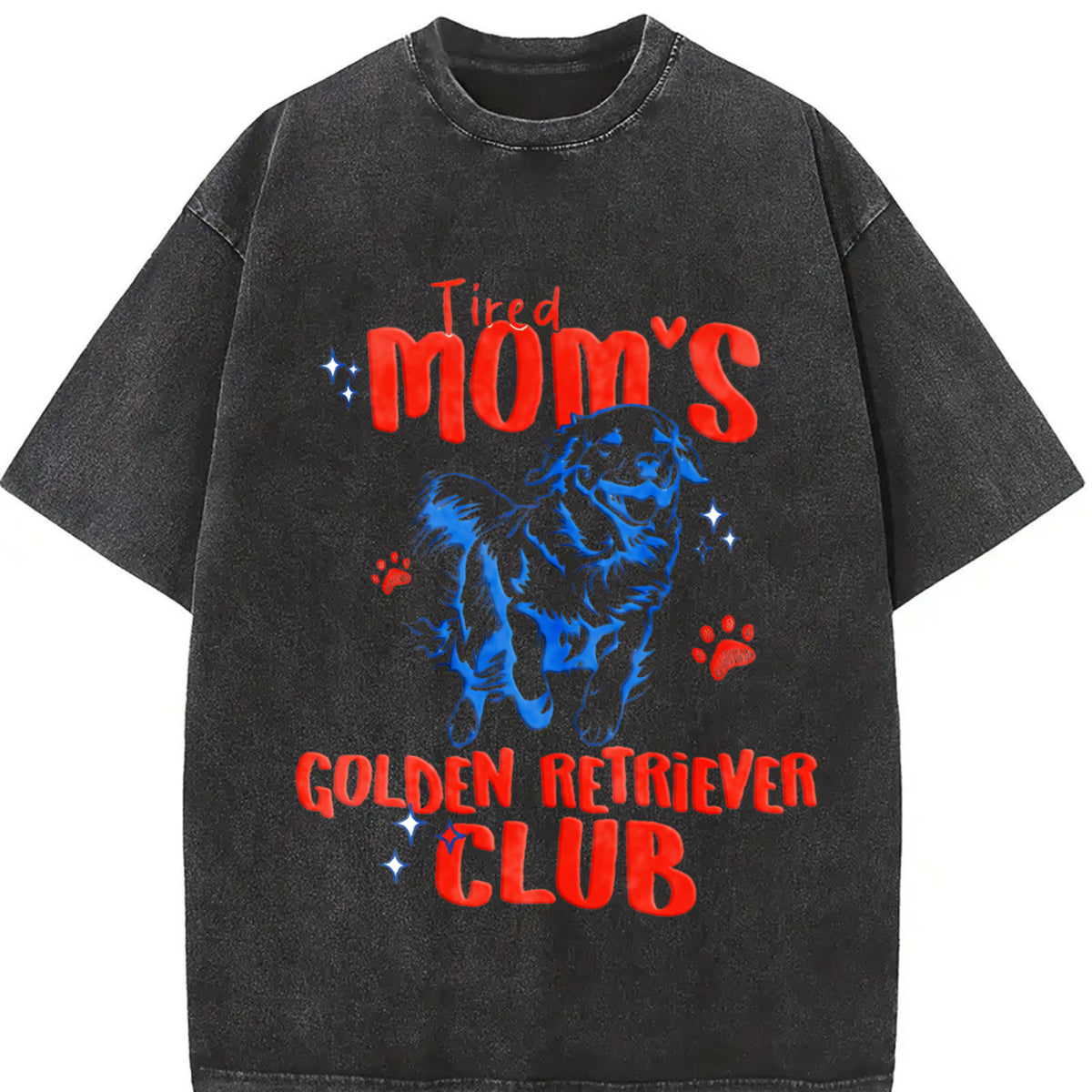 Tired Moms Golden Retriever Club Vintage Washed T-Shirt in Black