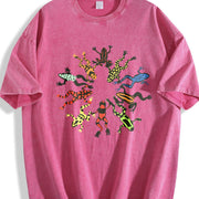 Dancing Frog Feast Vintage Washed T-Shirt in Red