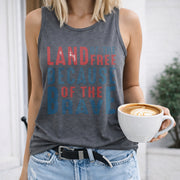 Land of the Free Because of the Brave: for Veteran Women's Color Cotton Tank Top in Gray