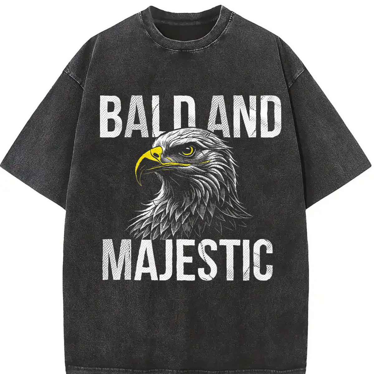 Bald and Majestic Sarcastic Eagle Novelty for Classic Vintage Washed T-Shirt in Black