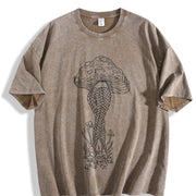 Mushroom and Snake Vintage Washed T-Shirt in Brown