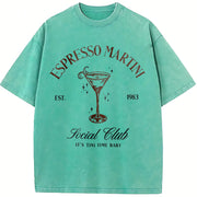 Espresso Martini Social Club vintage washed oversized T-shirt in Blue