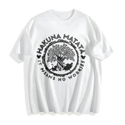 Hakuna Matata Animal Kingdom Lion King Simbba Timonn Cotton T-Shirt in White