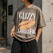 Glizzy Gobbler Hot Dog Vintage Washed T-Shirt in Brown