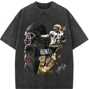 Travis Hunter Bih You Thought Football vintage washed oversized T-shirt in Black