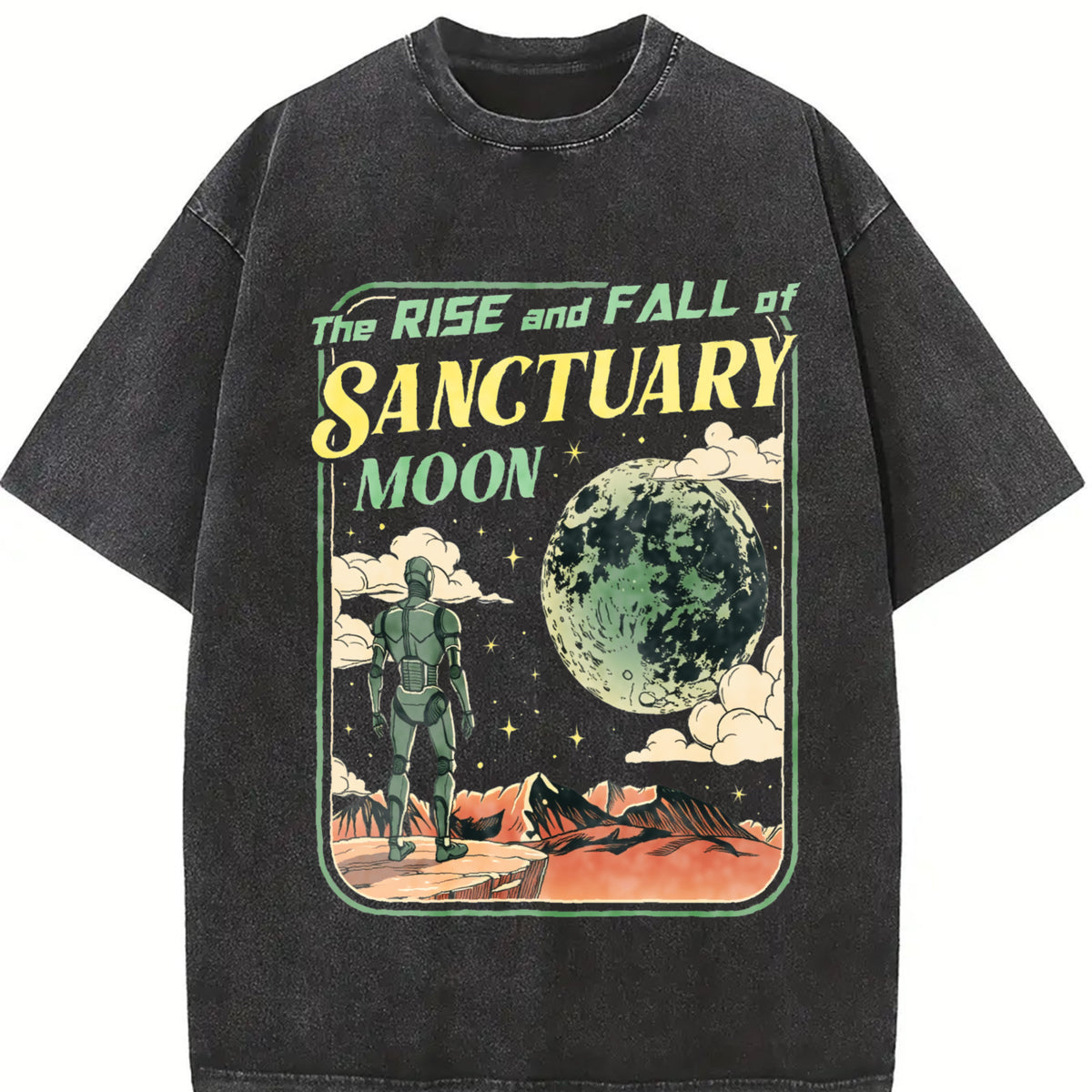 Rise and Fall at Sanctuary Moon Vintage Washed T-Shirt in Black
