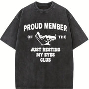 Just Resting My Eyes Club Vintage Washed T-Shirt in Black