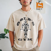 1990s Gym Authentic Retro for 90s & Athleisure Vintage Washed T-Shirt in Beige