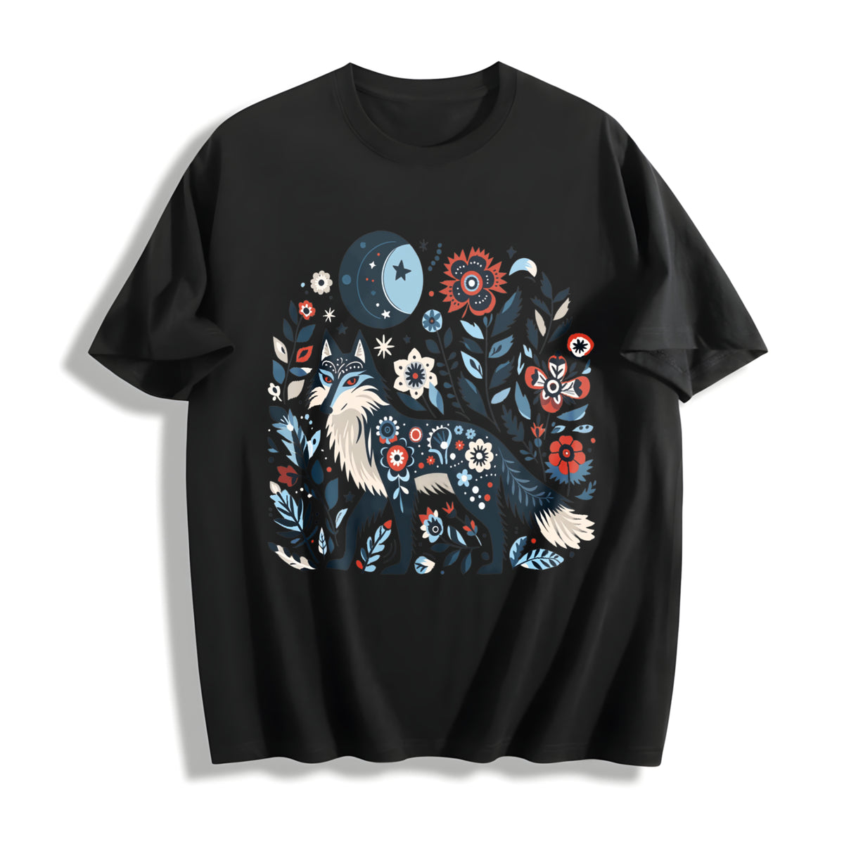 Short-sleeve with Fox & Cotton T-Shirt in Black