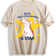 Rat Pun Meme Vintage Washed T-Shirt in Beige
