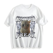 Certified Freak Cat Meme Cotton T-Shirt in White
