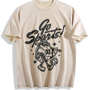 Retro Go Sports 90s Vintage Washed T-Shirt in Beige