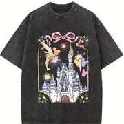 Retro Walt World Magical Castle Trip vintage washed oversized T-shirt in Black