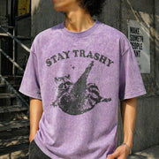 Stay Trashy Raccoon Vintage Washed T-Shirt in Purple
