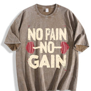 No Pain No Gain Vintage Washed T-Shirt in Brown