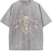Black with Doberman Vintage Washed T-Shirt in Gray