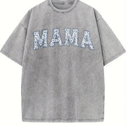 Toile Floral Mama Cute Mama Vintage Washed T-Shirt in Gray