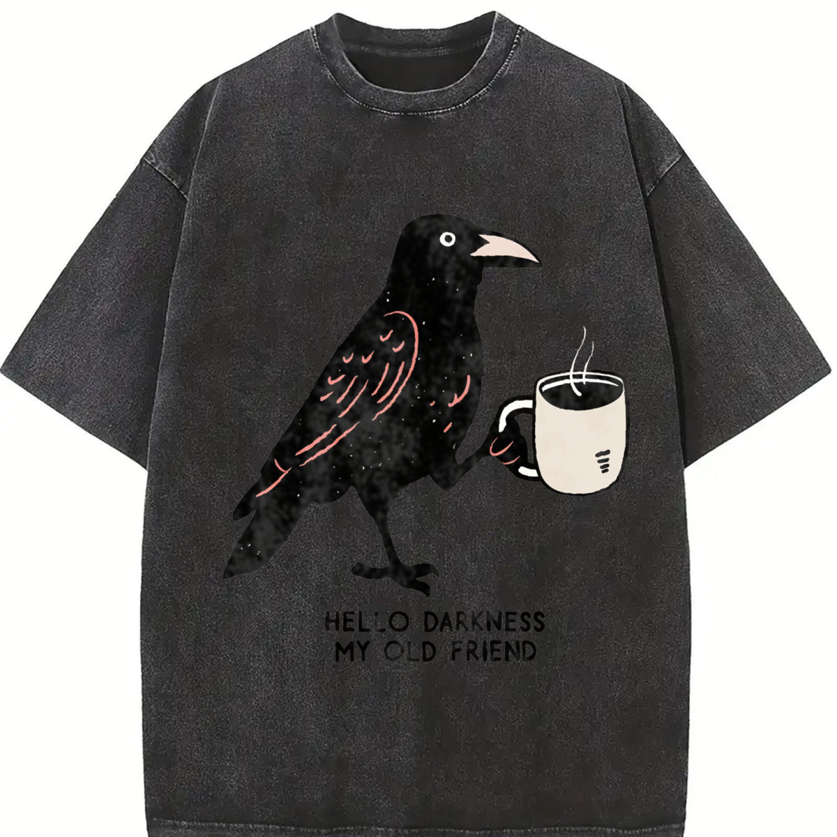 Hello Darkness My Old Friend Vintage Washed T-Shirt in Black