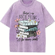 Book Lover There's No Such Thing as Too Many Books Vintage Washed T-Shirt in Purple