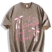 IM Literally Just a Girl Vintage Washed T-Shirt in Brown