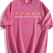 Hot Dog Bad Day to Be a Hotdog Retro Hotdog vintage washed oversized T-shirt in Red