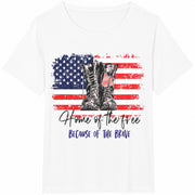 Home of the Free Because of the Brave Cotton T-Shirt in White