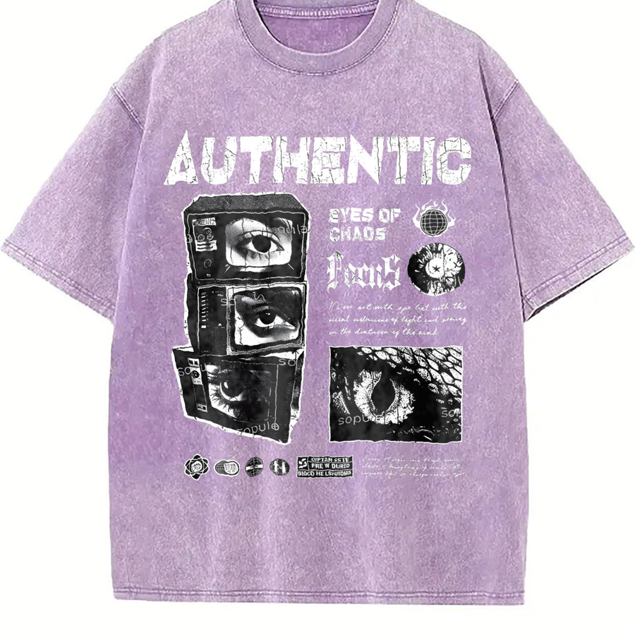 Authentic Eyes of Chaos Tank Vintage Washed T-Shirt in Purple