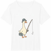 Fishing Goose Fishing Fathers Day Cotton T-Shirt in White